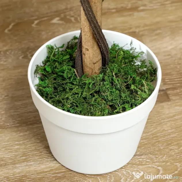 Outsunny Plantă artificială de trandafir cu 21 de flori și ghiveci umplut cu ciment și mușchi, Ø18x90 cm, albă
