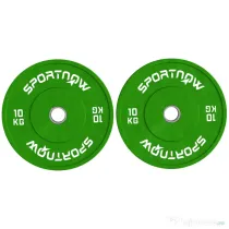 SPORTNOW Set de 2 Discuri Greutăți 2x10 kg din Cauciuc, cu Gaură de 5 cm pentru Gantere și Grijuri, Ø45x4 cm, Verde | Aosom Romania