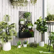 Outsunny Jardinieră cu Grilaj pentru Plante Cățărătoare din Metal, 61x23x113 cm, Negru | Aosom Romania 