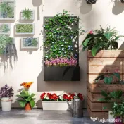 Outsunny Jardinieră cu Grilaj pentru Plante Cățărătoare din Metal, 61x23x113 cm, Negru | Aosom Romania 