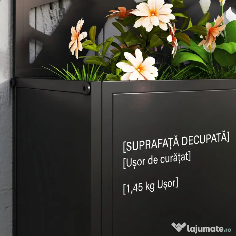 Outsunny Jardinieră cu Grilaj pentru Plante Cățărătoare din Metal, 61x23x113 cm, Negru | Aosom Romania