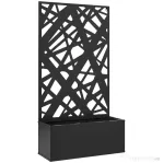 Outsunny Jardinieră Ridicată cu Spalier Decorativ pentru Plante Cățărătoare, pentru Sol sau Perete, 61x23x113 cm, Negru