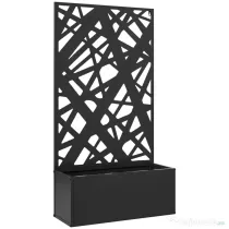 Outsunny Jardinieră Ridicată cu Spalier Decorativ pentru Plante Cățărătoare, pentru Sol sau Perete, 61x23x113 cm, Negru