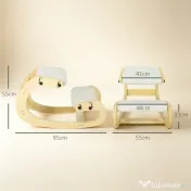 HOMCOM Scaun pentru genunchi reglabil în 6 poziții, din țesătură tip in și lemn de mesteacăn, 55x85x55 cm, crem | Aosom Romania 