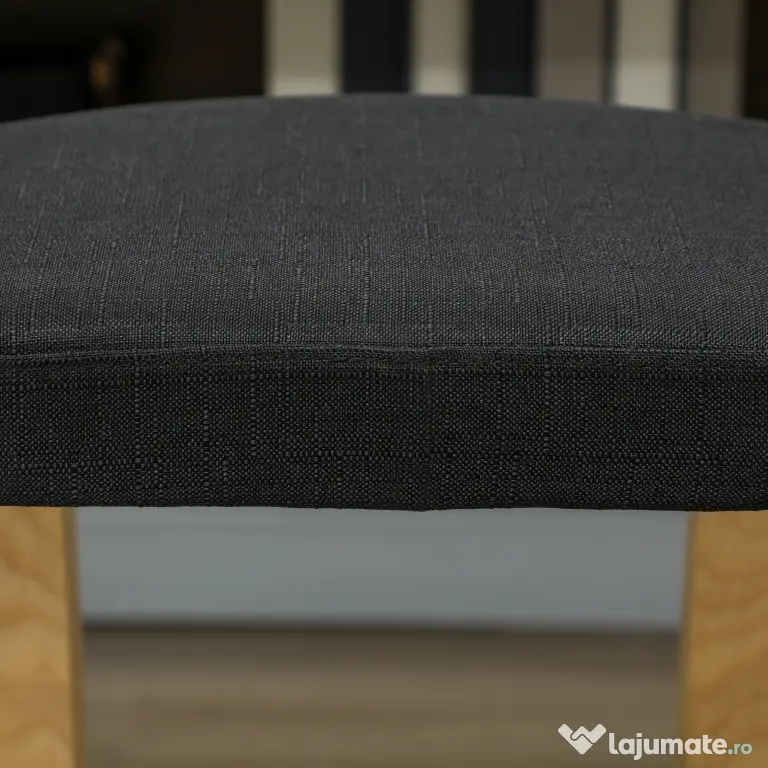HOMCOM Scaun genunchi ergonomic, din Țesătură cu Aspect de In și Lemn, 50x73x55 cm, Negru | Aosom Romania