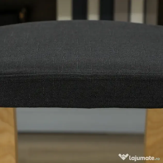 HOMCOM Scaun genunchi ergonomic, din Țesătură cu Aspect de In și Lemn, 50x73x55 cm, Negru | Aosom Romania