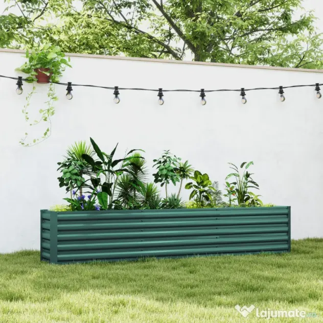 Outsunny Pat Ridicat pentru Grădină Exterioară cu Fund Deschis și Margini Rotunjite, 240x40x45 cm, Verde | Aosom Romania
