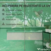 Outsunny Seră Tunel cu 3 Uși Rulante, 6 Ferestre, Țăruși și Frânghii, Seră de Grădină din Oțel Galvanizat, 6x3x2 m, Verde | Aosom Romania 