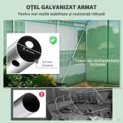 Outsunny Seră Tunel cu 3 Uși Rulante, 6 Ferestre, Țăruși și Frânghii, Seră de Grădină din Oțel Galvanizat, 6x3x2 m, Verde | Aosom Romania 