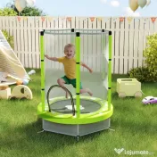 AIYAPLAY Trambulină pentru Copii 3-6 Ani cu Plasă de Siguranță, Փ140x190 cm, Verde | Aosom Romania 