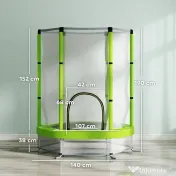 AIYAPLAY Trambulină pentru Copii 3-6 Ani cu Plasă de Siguranță, Փ140x190 cm, Verde | Aosom Romania 