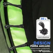 AIYAPLAY Trambulină pentru Copii 3-6 Ani cu Plasă de Siguranță, Փ140x190 cm, Verde | Aosom Romania 