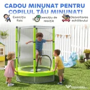 AIYAPLAY Trambulină pentru Copii 3-6 Ani cu Plasă de Siguranță, Փ140x190 cm, Verde | Aosom Romania 