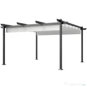 Outsunny Pergolă Retractabilă cu Structură din Aluminiu, Copertină de Soare pentru Grădină sau Terasă, 390x390x223 cm, Alb | Aosom Romania 