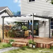 Outsunny Pergolă Retractabilă cu Structură din Aluminiu, Copertină de Soare pentru Grădină sau Terasă, 390x390x223 cm, Alb | Aosom Romania 