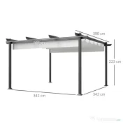 Outsunny Pergolă Retractabilă cu Structură din Aluminiu, Copertină de Soare pentru Grădină sau Terasă, 390x390x223 cm, Alb | Aosom Romania 