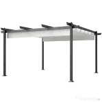 Outsunny Pergolă Retractabilă cu Structură din Aluminiu, Copertină de Soare pentru Grădină sau Terasă, 390x390x223 cm, Alb