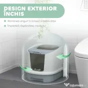 PawHut Litieră Închisă pentru Pisici cu 2 Uși și Tavă Detașabilă, 40,5x52,5x42,5 cm, Gri | Aosom Romania 