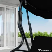 Outsunny Balansoar de Grădină 3 Locuri cu Acoperiș Reglabil și Perne Moi din Poliester, Capacitate 240 kg, 170x110x153 cm, Negru | Aosom Romania 