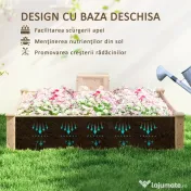 Outsunny Jardinieră de Exterior cu Compostor și Bază Deschisă din Lemn de Brad, 123x123x25,5 cm, Lemn Natural | Aosom Romania 