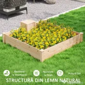 Outsunny Jardinieră de Exterior cu Compostor și Bază Deschisă din Lemn de Brad, 123x123x25,5 cm, Lemn Natural | Aosom Romania 