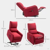 HOMCOM Fotoliu cu Ridicare Electrică, Fotoliu cu Telecomandă și Suport pentru Picioare, 62x86,5x98 cm, Roșu | Aosom Romania 