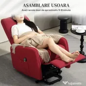 HOMCOM Fotoliu cu Ridicare Electrică, Fotoliu cu Telecomandă și Suport pentru Picioare, 62x86,5x98 cm, Roșu | Aosom Romania 