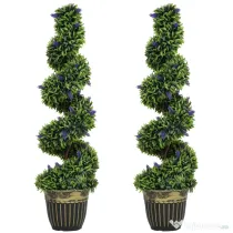 HOMCOM Set de Două Arbori Artificiali de Lavandă 90cm