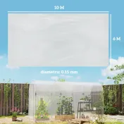 Outsunny Acoperiș pentru Seră 6x10m din PP Anti UV și Impermeabil Transparent | Aosom Romania