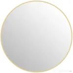 HOMCOM Oglindă rotundă pentru baie cu suprafață rezistentă la șocuri, din sticlă și oțel, Ø70x2,5 cm, culoare aurie