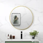 HOMCOM Oglindă Rotundă pentru Baie, din Sticlă și Oțel, Ø70x2.5 cm, culoare Auriu | Aosom Romania