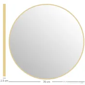 HOMCOM Oglindă Rotundă pentru Baie, din Sticlă și Oțel, Ø70x2.5 cm, culoare Auriu | Aosom Romania