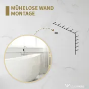 HOMCOM Oglindă Rotundă pentru Baie, din Sticlă și Oțel, Ø70x2.5 cm, culoare Auriu | Aosom Romania