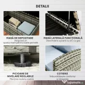 Outsunny Set de mobilier de gradina din ratan de 6 piese, canapea si 2 fotolii tapitate pentru 7 persoane, bej | Aosom Romania 