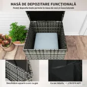 Outsunny Set de mobilier de gradina din ratan de 6 piese, canapea si 2 fotolii tapitate pentru 7 persoane, bej | Aosom Romania 