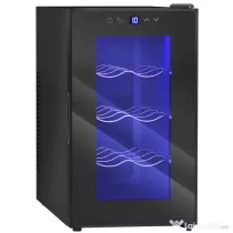 HOMCOM Cantineta Frigorifică pentru 8 Sticle de Vin, Capacitate 21L, Display Touch și Rafturi Reglabile, Negru