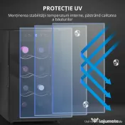 HOMCOM Cantineta Frigorifică pentru 8 Sticle de Vin, Capacitate 21L, Display Touch și Rafturi Reglabile, Negru 