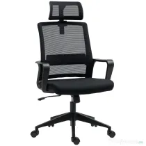 HOMCOM Scaun de Birou Ergonomic cu Tetieră, Înălțime Reglabilă și Funcție de Balansare, 60x64x102-112 cm, Negru | Aosom Romania