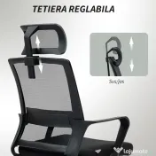 HOMCOM Scaun de Birou Ergonomic cu Tetieră, Înălțime Reglabilă și Funcție de Balansare, 60x64x102-112 cm, Negru | Aosom Romania 