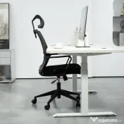 HOMCOM Scaun de Birou Ergonomic cu Tetieră, Înălțime Reglabilă și Funcție de Balansare, 60x64x102-112 cm, Negru | Aosom Romania 