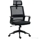 HOMCOM Scaun de birou ergonomic cu tetieră și înălțime reglabilă, funcție de balansare și roți, negru