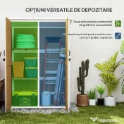 Outsunny Căsuță de Grădină cu 2 Rafturi, 2 Uși cu Încuietoare și Picioare Reglabile, 116.5x57x159/167 cm, Maro și Alb | Aosom Romania 