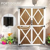 Outsunny Căsuță de Grădină cu 2 Rafturi, 2 Uși cu Încuietoare și Picioare Reglabile, 116.5x57x159/167 cm, Maro și Alb | Aosom Romania 