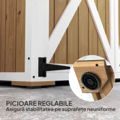 Outsunny Căsuță de Grădină cu 2 Rafturi, 2 Uși cu Încuietoare și Picioare Reglabile, 116.5x57x159/167 cm, Maro și Alb | Aosom Romania 