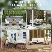 Outsunny Set Mobilier de Grădină din 4 Piese, cu 2 Canapele și 2 Măsuțe de Cafea, 141x64x62 cm, Lemn Natural | Aosom Romania 