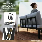 Outsunny Set Mobilier de Grădină din 4 Piese, cu 2 Canapele și 2 Măsuțe de Cafea, 141x64x62 cm, Lemn Natural | Aosom Romania 