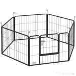 PawHut Țarc pentru Câini Portabil din 6 Panouri, 160x80x60 cm, Negru | Aosom Romania