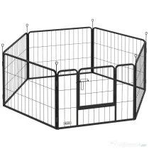 PawHut Țarc pentru Câini Portabil din 6 Panouri, 160x80x60 cm, Negru | Aosom Romania