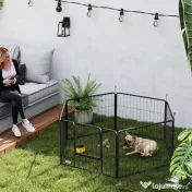 PawHut Țarc pentru Câini Portabil din 6 Panouri, 160x80x60 cm, Negru | Aosom Romania 