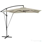 Outsunny Umbrelă de Grădină Suspendată 2.47x2.47 m, Umbrelă de Exterior cu Bază în Cruce, Corzi Antivânt, Bej | Aosom Romania 